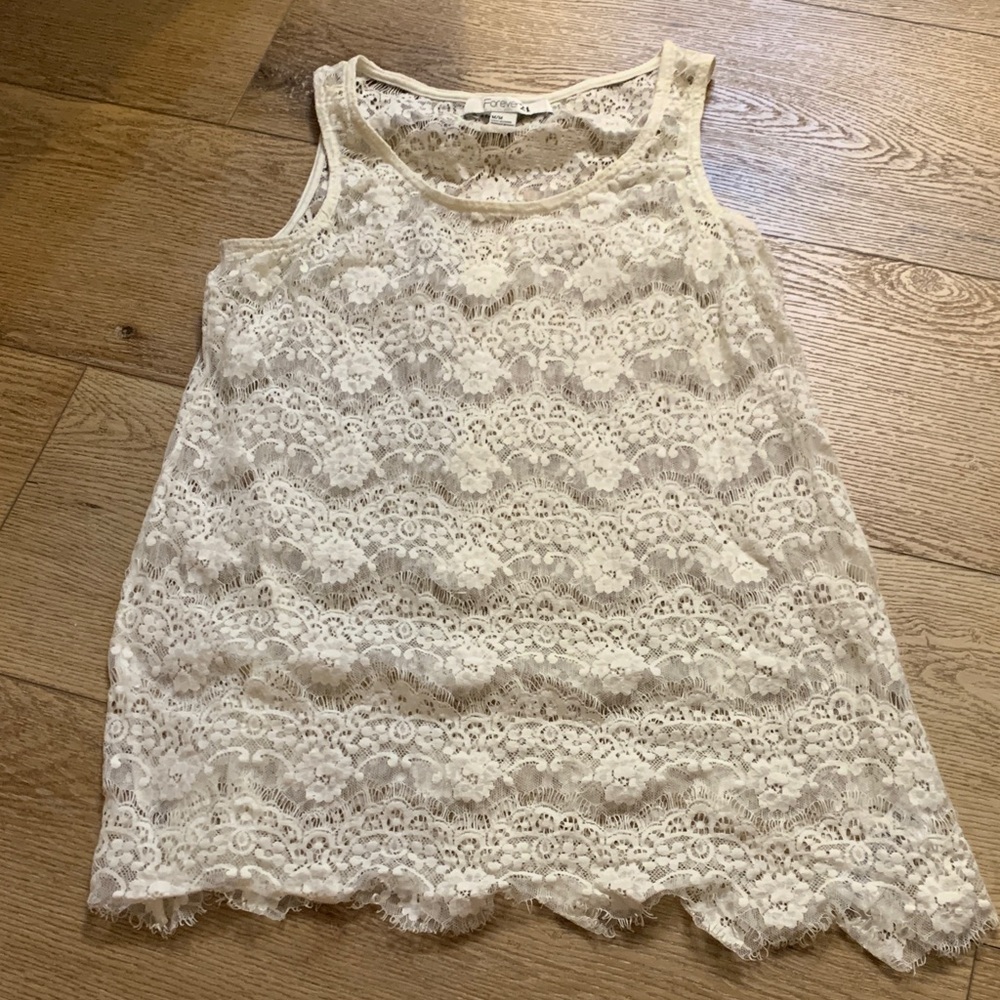 Forever 21 Ivory Lace Tank Top